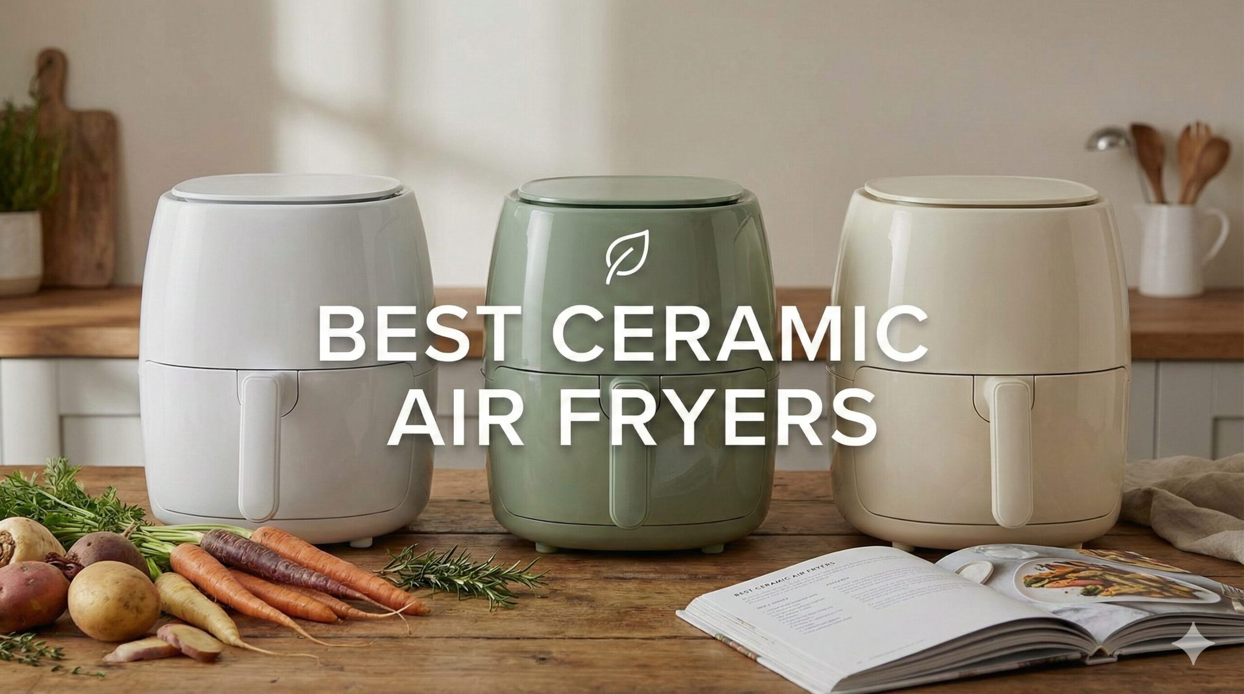 Ceramic Air Fryer Baskets on a modern kitchen counter